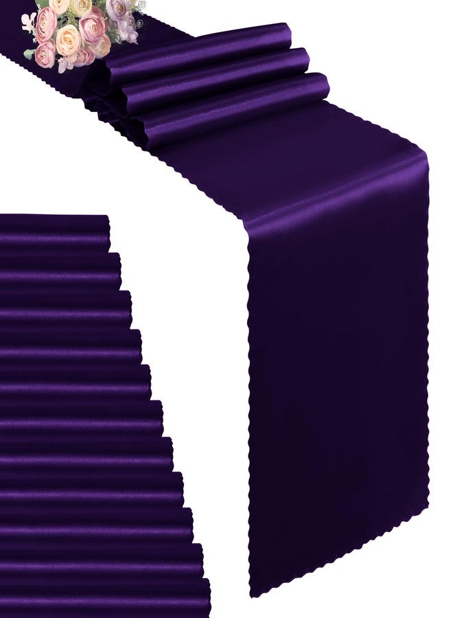 VACVELT 12 Pack Satin Table Runners - 12 x 72 Inches Long, Purple Table Runners for Wedding, Birthday Party, Banquet, Graduation, Engagements - Image 1